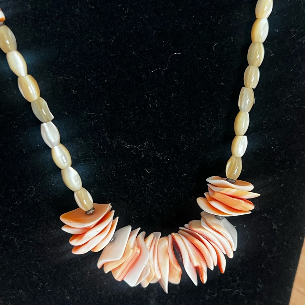 Vintage Marjorie Baer Sf Pink Puka Shell Mother of Pearl Necklace - Picture 8 of 8